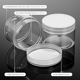 SATINIOR 24 Pieces Empty Clear Plastic Jars with Lids Round Storage Containers Wide-Mouth for Beauty Product Cosmetic Cream Lotion Liquid Butter Craft and Food (Transparent Lid, 1 oz)