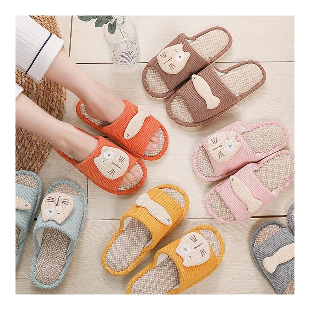 Bawełniane kapcie Kryty sypialnia pary dorywczo kapcie śliczne kot ryby kreskówek panie śmieszne zjeżdżalnie oddychające kobiety kapcie konopiowe antypoślizgowe