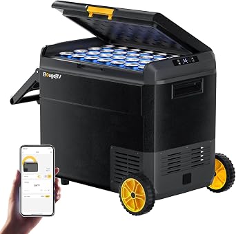 BougeRV 12V Refrigerator with Wheels, CRS 63 Quart,4F68F, Car Fridge