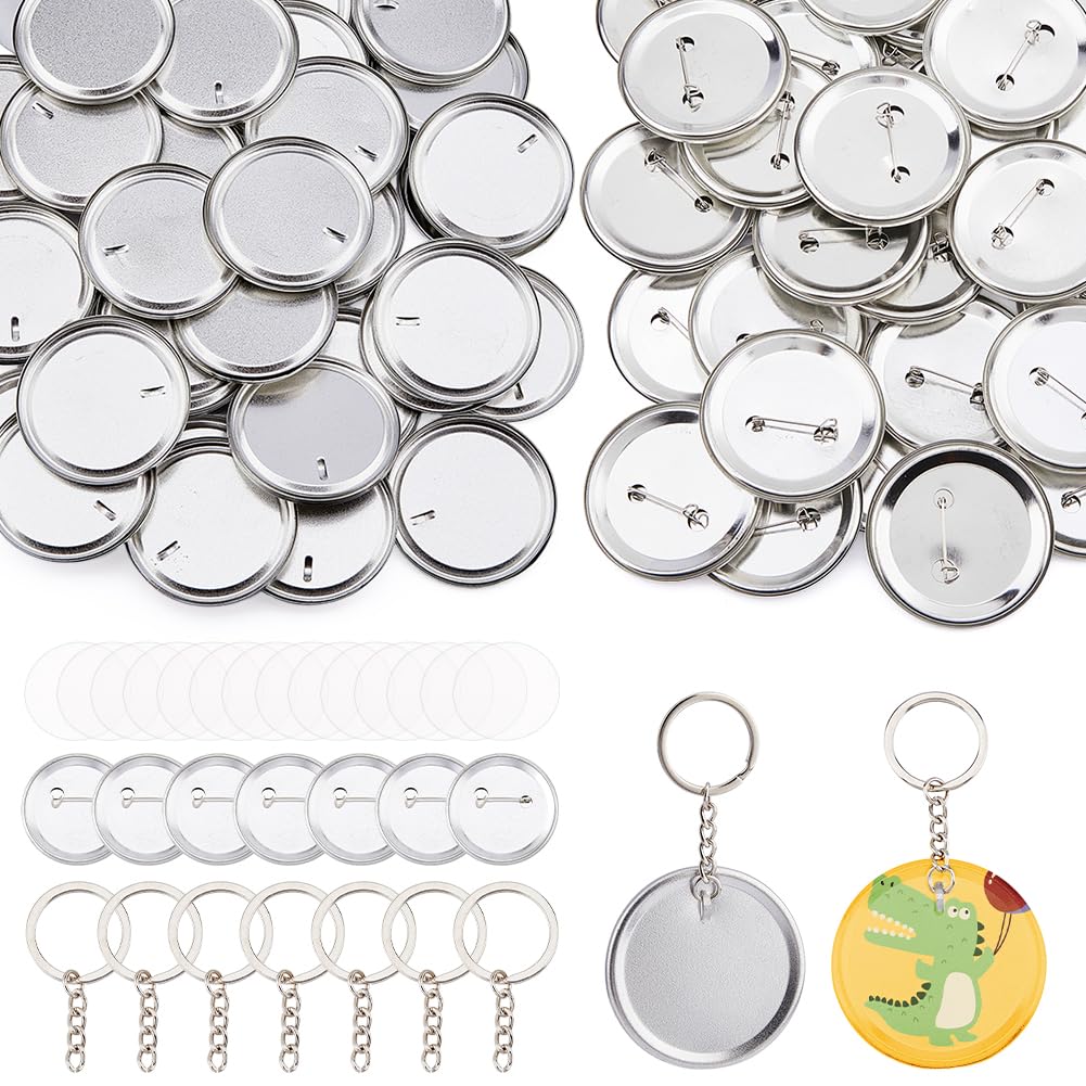 Badges ronds en métal avec 2 styles de dos et anneaux de fixation
