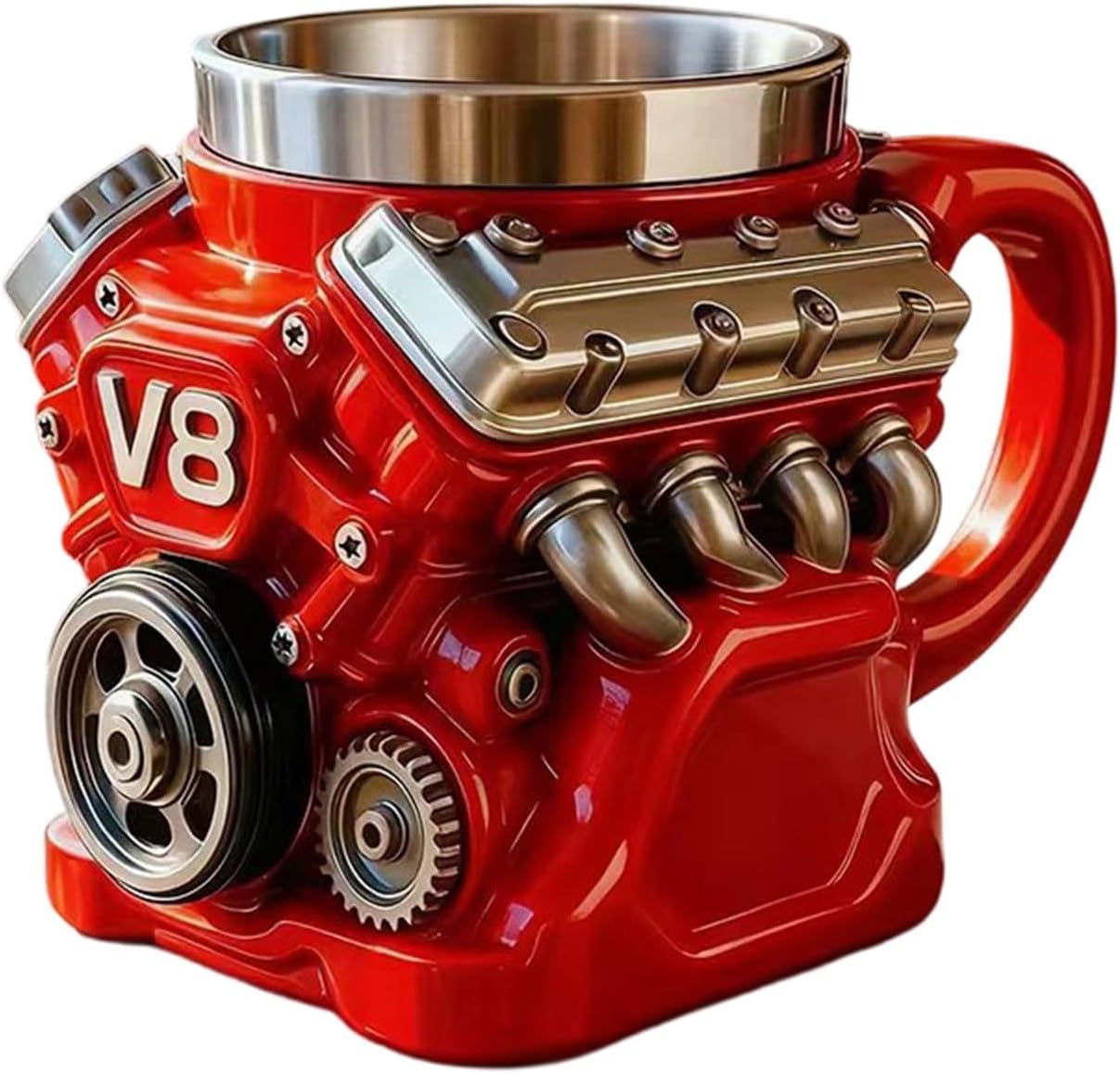 Engine Coffee Mug, V8 Engine Modeling Cup with Food-Grade Stainless Steel, Creative Car-Themed Cup For Father's Day Gifts, Husbands And Car Enthusiasts