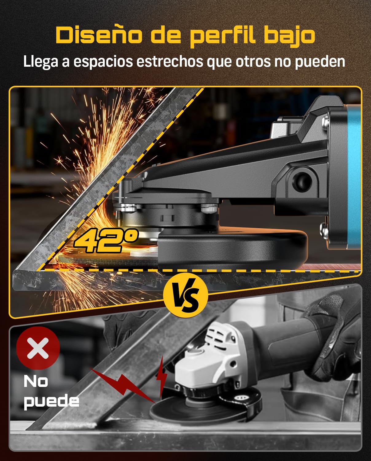 SEESII Amoladora Cabeza Plana 21V - Batería 5.0Ah + 6 Velocidades
