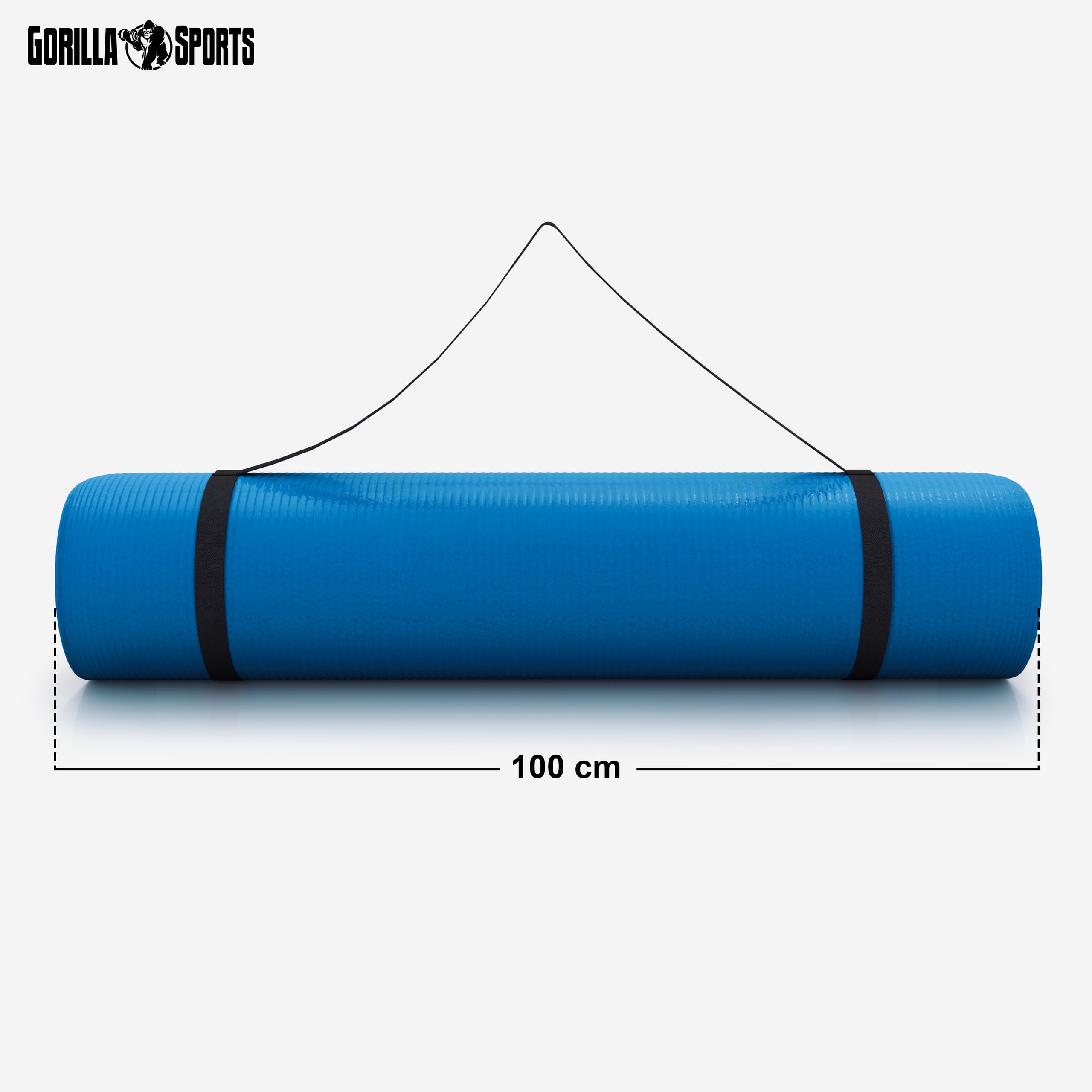 GORILLA SPORTS® Tappetino Fitness - 190x60 / 190x100 cm, Antiscivolo, Impermeabile, Gomma Nitrilica, Spessore 1,5 cm, 13 Colori a Scelta - Tappeto, Materassino Yoga, Pilates, Palestra, Allenamento