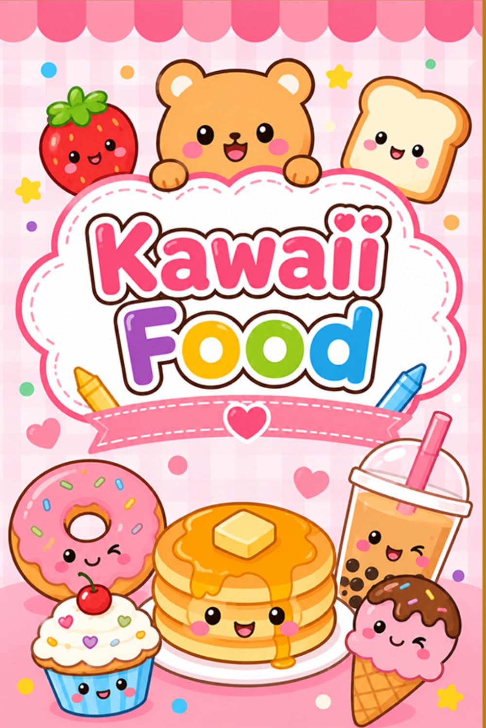Kawaii Food Coloring Book: Cute and Easy Bold Coloring Pages for Relaxation