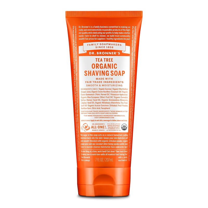 Dr. Bronner's Sabonete líquido para barbear com óleo de melaleuca, 198 g
