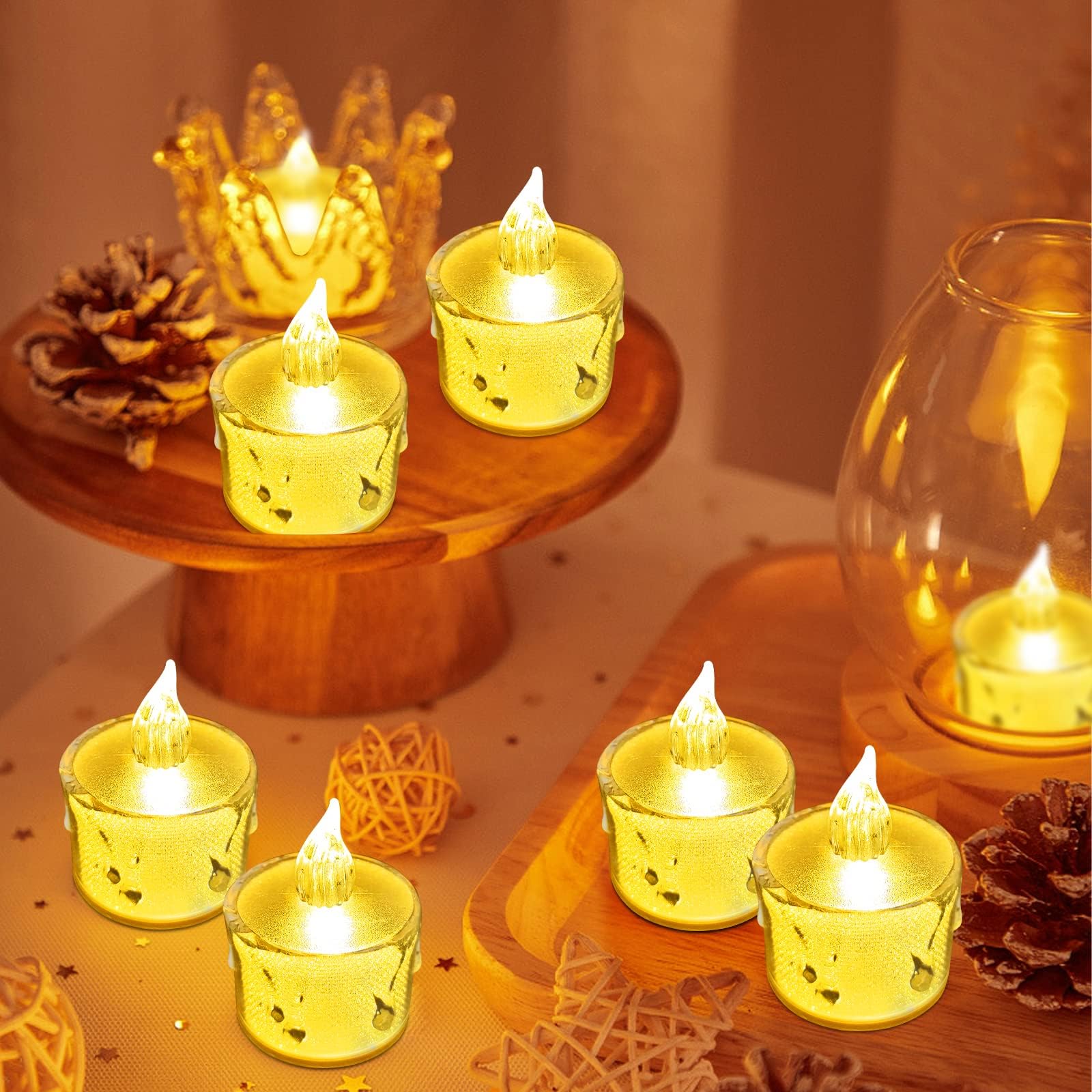 KASTWAVELED Tea Lights Candles, 24 Pack Flameless Led Tealights Battery Operated Fake Electric Candles Decoration for Party Wedding Birthday Mother's Day Gifts, Batteries Include