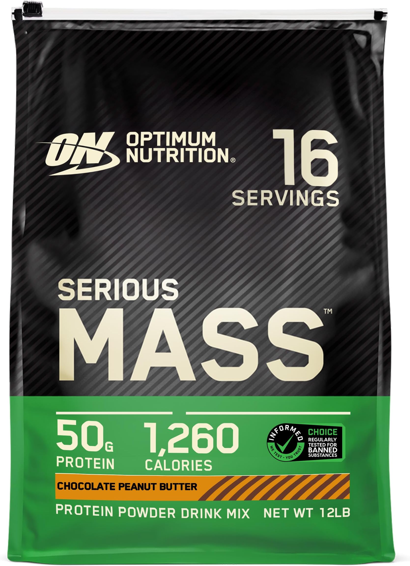 Optimum Nutrition Serious Mass, Chocolate Peanut Butter, 12 Pound