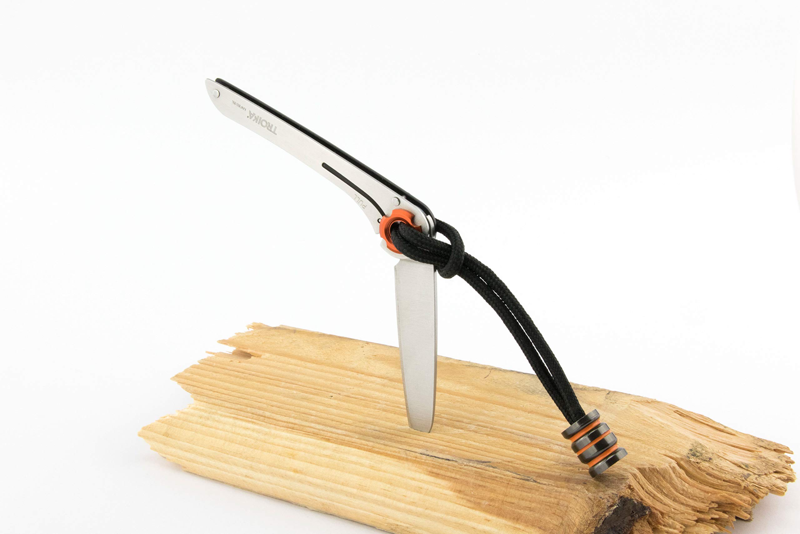 TROIKA Taschenmesser – KNF80/BK – Coltellino per Aprire – edc - Outdoor– Funzione di Blocco – Fascetta in Nylon per Fissare – Acciaio Inox 420, Nylon – Arancione, Nero Originale