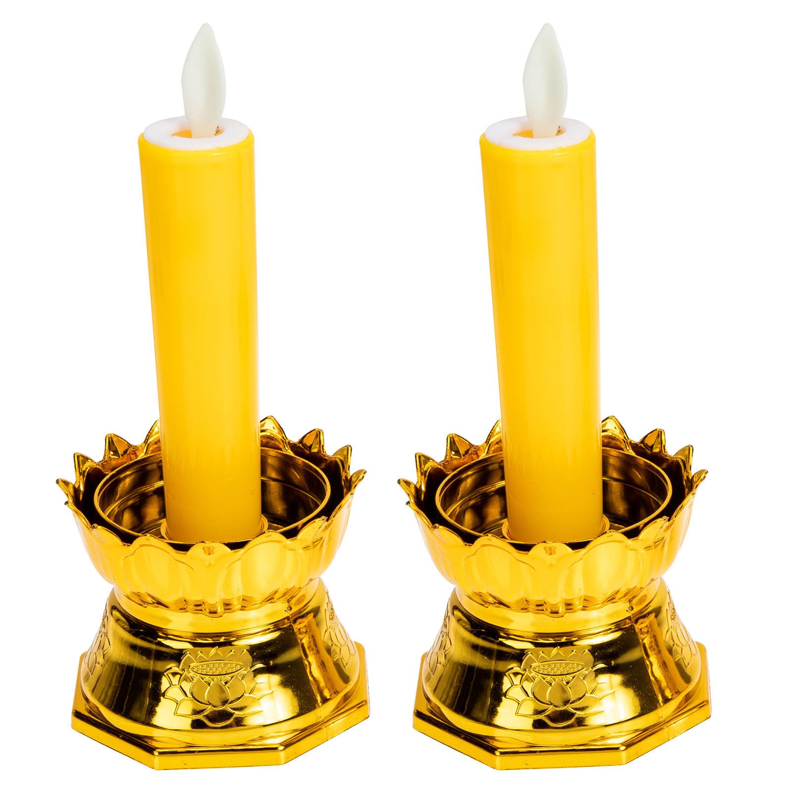 OATIPHO LED Lotus Buddhist Lamp, Light offering Before Buddha with Alloy Base, Buddha Hall Supplies Home Decor for Buddha Occasions, Worship, Prayer and Display Buddhist Supplies