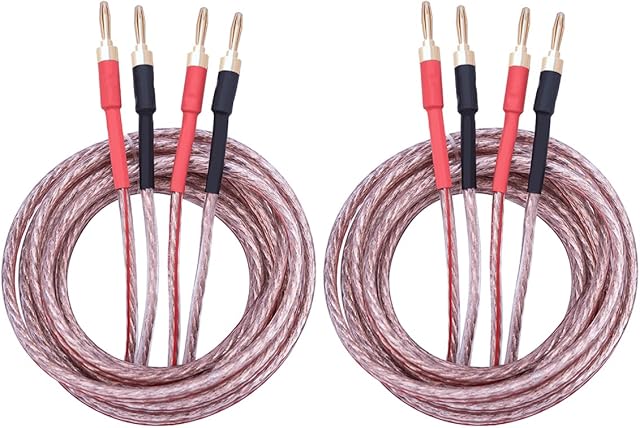 UCINNOVATE 13 AWG Speaker Wire with Banana Plug, 2 Pack 3m HiFi Speaker Cable with Gold-Plated Banana Tip Plugs, Banana Plug Male to Male Audio Cable Speaker Cord Connector for Audiophile (3m / 9.8FT)
