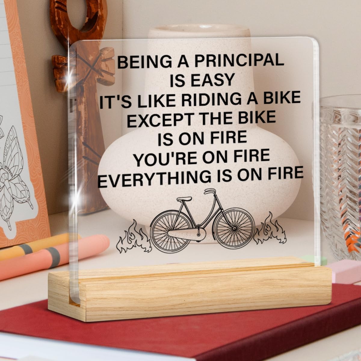 Principal Appreciation Gifts for Women Men, Gifts for School Principal Leaving Birthday Christmas Back to School, Principals Acrylic Sign Office Desk Decor - Image 5