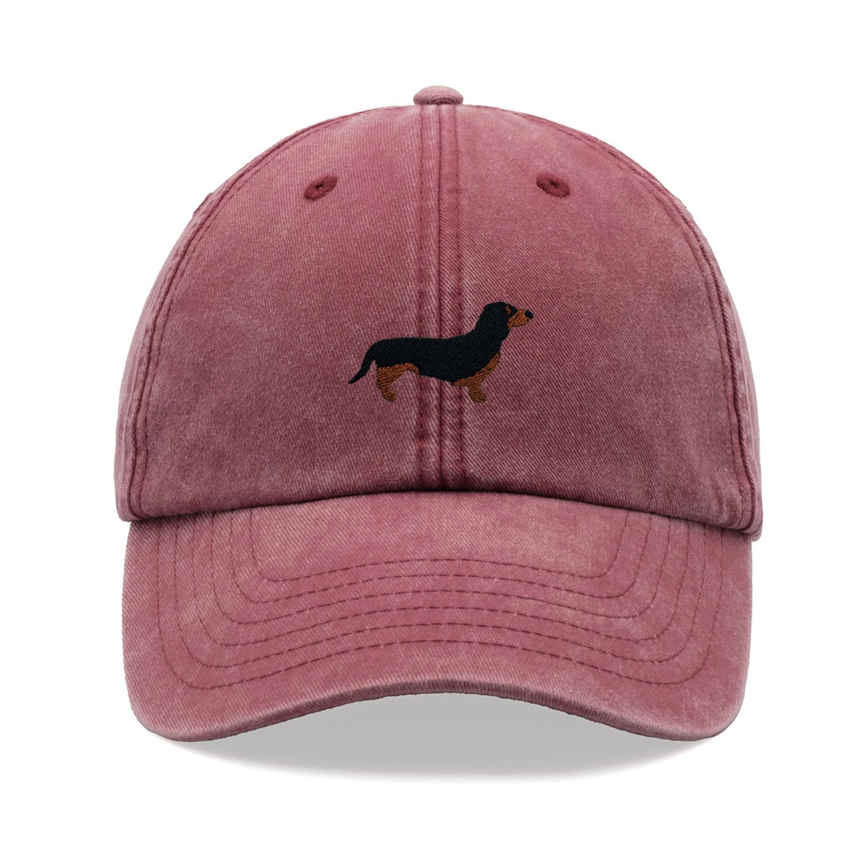 Cap Base Unisex Red Dachshund Sausage Dog Baseball Cap Vintage Washed Dad Hat Adjustable