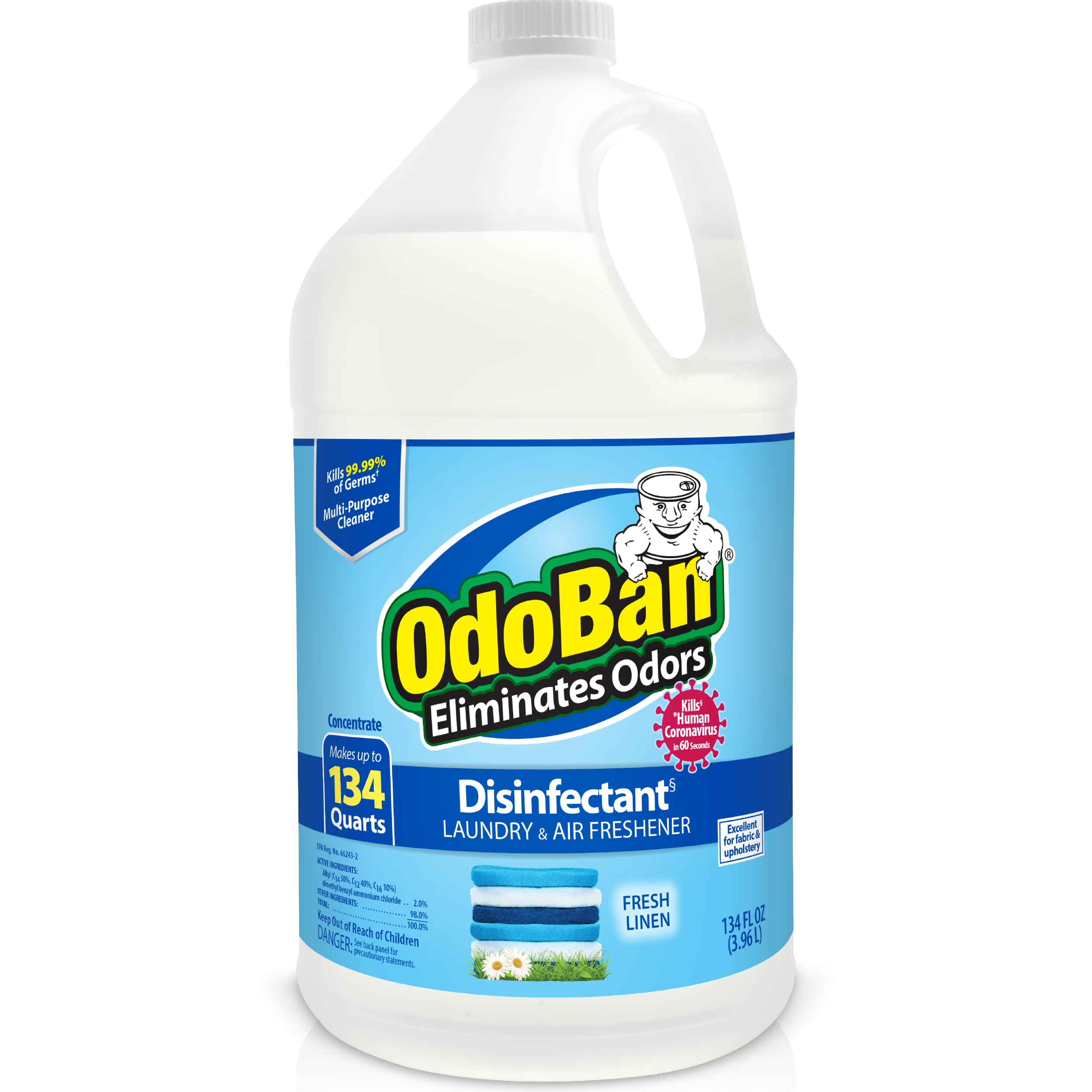 OdoBan Disinfectant Concentrate and Odor Eliminator, Made in the USA, Fresh Linen Scent, 134 Ounces