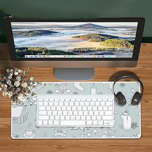 Miniatura 6 de Retro Christmas Snowmen Mouse Pad Large Gaming Keyboard with Non- Slip Rubber Base Smooth Face Deskpad Mat Desktop Pad Mat Work Desk Essentials for
