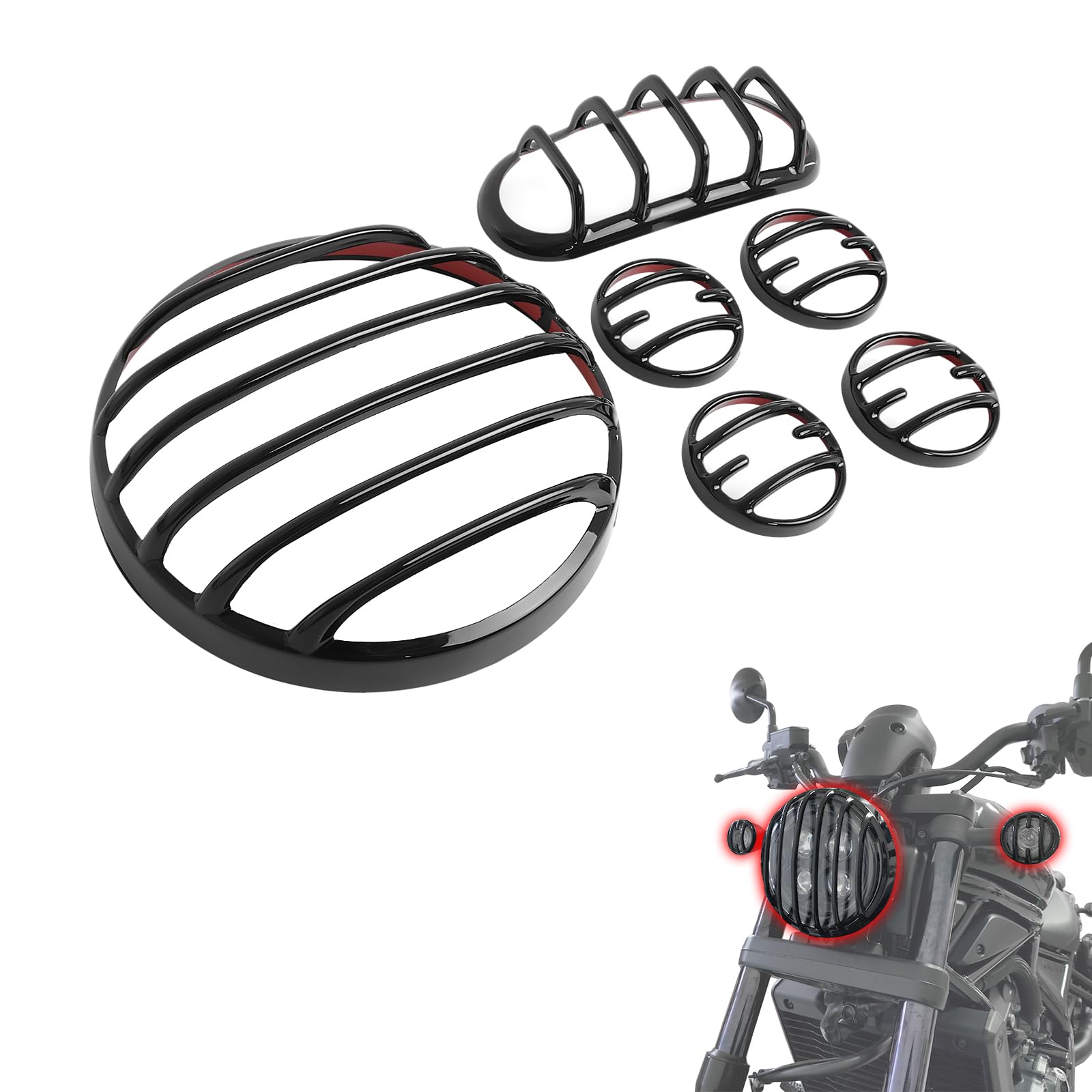 Pour Honda Rebel CMX 250 300 500 1100 Accessoires 2019-2024 Feu arrière Couvercle de clignotant avant arrière Protection de clignotant avant arrière Protection de feu de frein (noir)