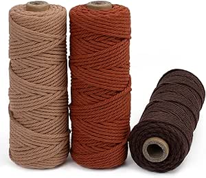LEREATI Macrame Cord 3mm Set, 150m Thick Macrame Cotton Rope Yarn, 4 ...