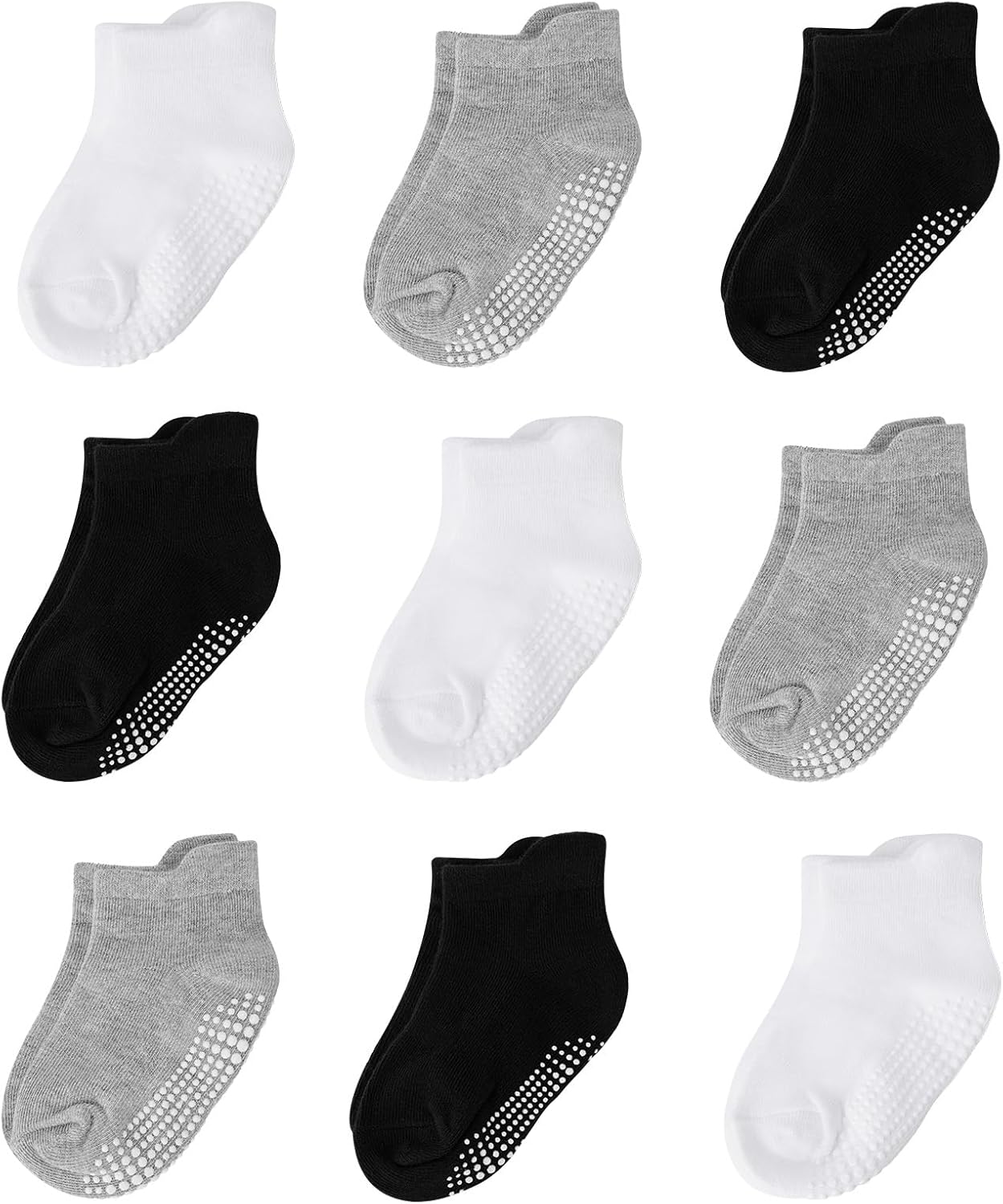 BACSAC Baby Boys Girls Socks Non Slip Breathable Comfort Toddler Infant Ankle Socks with Skid Soles 9 Pairs for Newborn Baby