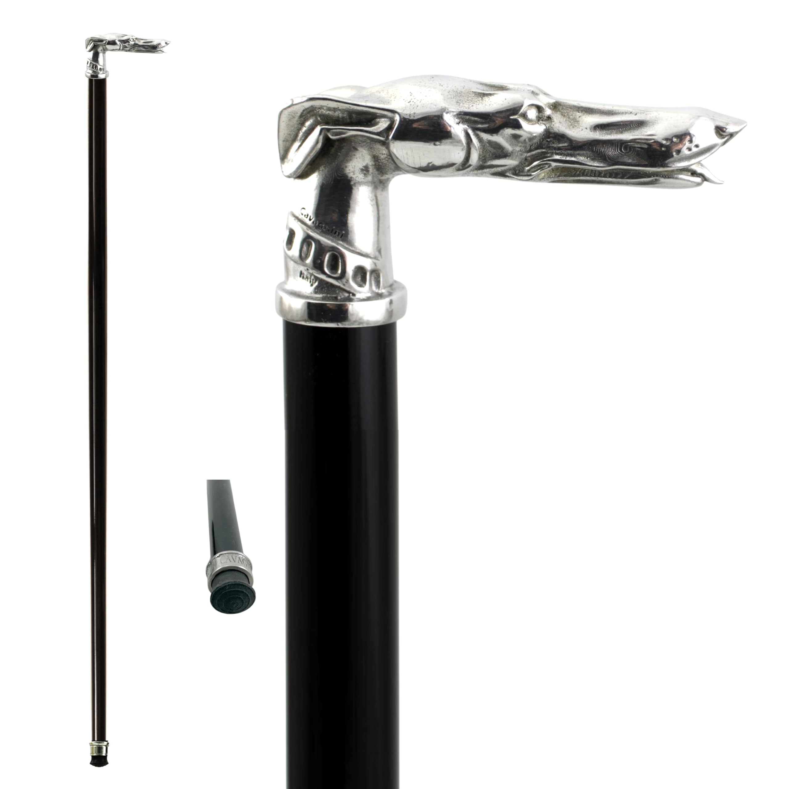 Cavagnini Bastón de Paseo Artesanal de Lujo Italiano – Peltre Completo Madera de Haya Robusta – Regalo Personalizado Grabado – Elegancia Premium