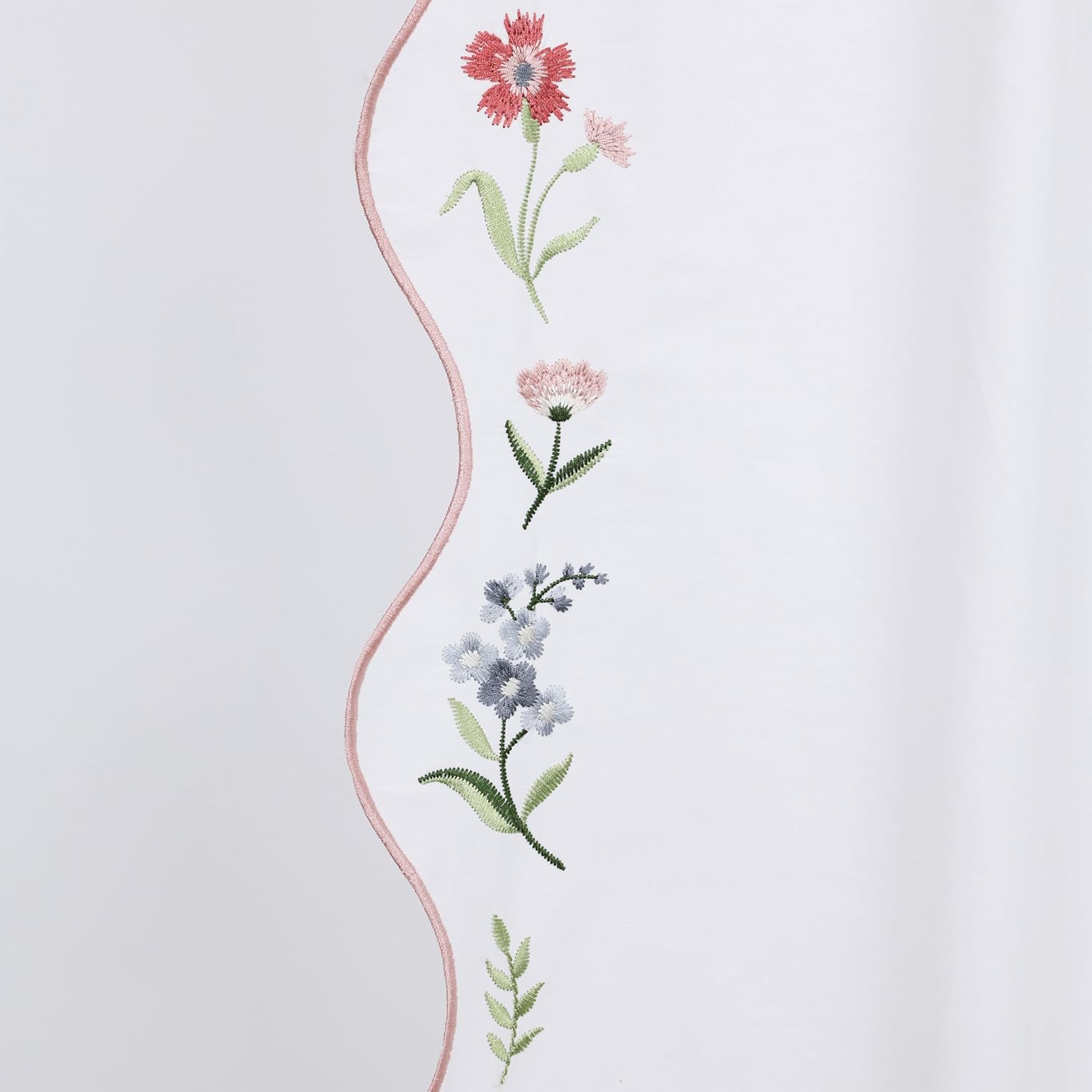 Chlophy Scalloped Shower Curtain 100% Cotton Embroidered Floral Shower Curtain White Cloth Shower Curtains Vintage Flower Aesthetic Elegant for Bathroom Décor Machine Washable 72x72 in