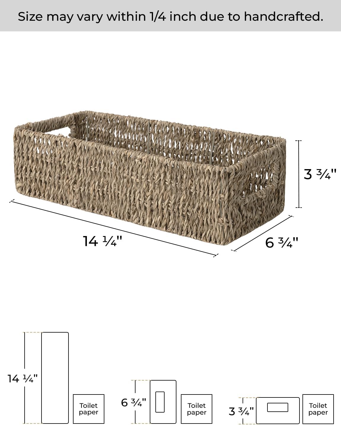 StorageWorks Toilet Paper Storage with Lid, Seagrass Baskets with Built-in Handles
