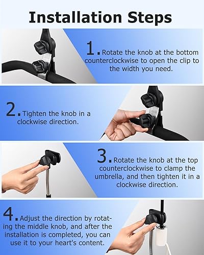 Miniatura 8 de Soporte de paraguas para cochecito, accesorio para paraguas de cochecito de bebé, clip de conector de paraguas al manubrio, abrazadera universal