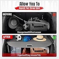 Vista 9 de IKON MOTORSPORTS, Cubierta de carga trasera retráctil compatible con Toyota RAV4 2006-2012, cubierta de seguridad organizadora de espacio para Gris