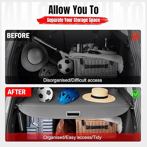 Miniatura 9 de IKON MOTORSPORTS Cubierta de carga de seguridad trasera para maletero de seguridad, escudo retráctil compatible con Toyota Rav4 2013-2018