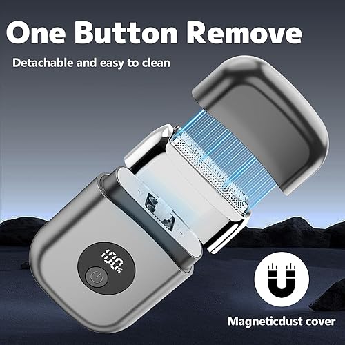 Miniatura 3 de Afeitadoras eléctricas de papel de aluminio para hombres, mini maquinilla de afeitar eléctrica para cara, IPX7 impermeable con pantalla LED grande y
