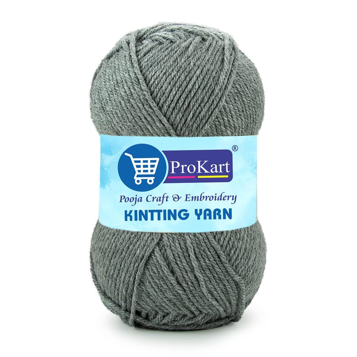 ProKart Premium Woolen 4 ply Hand Knitting Wool Yarn | Fine Weight Knitted and Crocheted Soft Yarn for Sweater, Scarf, Hat, Baby Clothes, Baby Sports, Purse, Gift Bags & DIY Craft Accessories Projects (1 Ball/100 Gram Each) (Grey, 100gms x 1 Pack)
