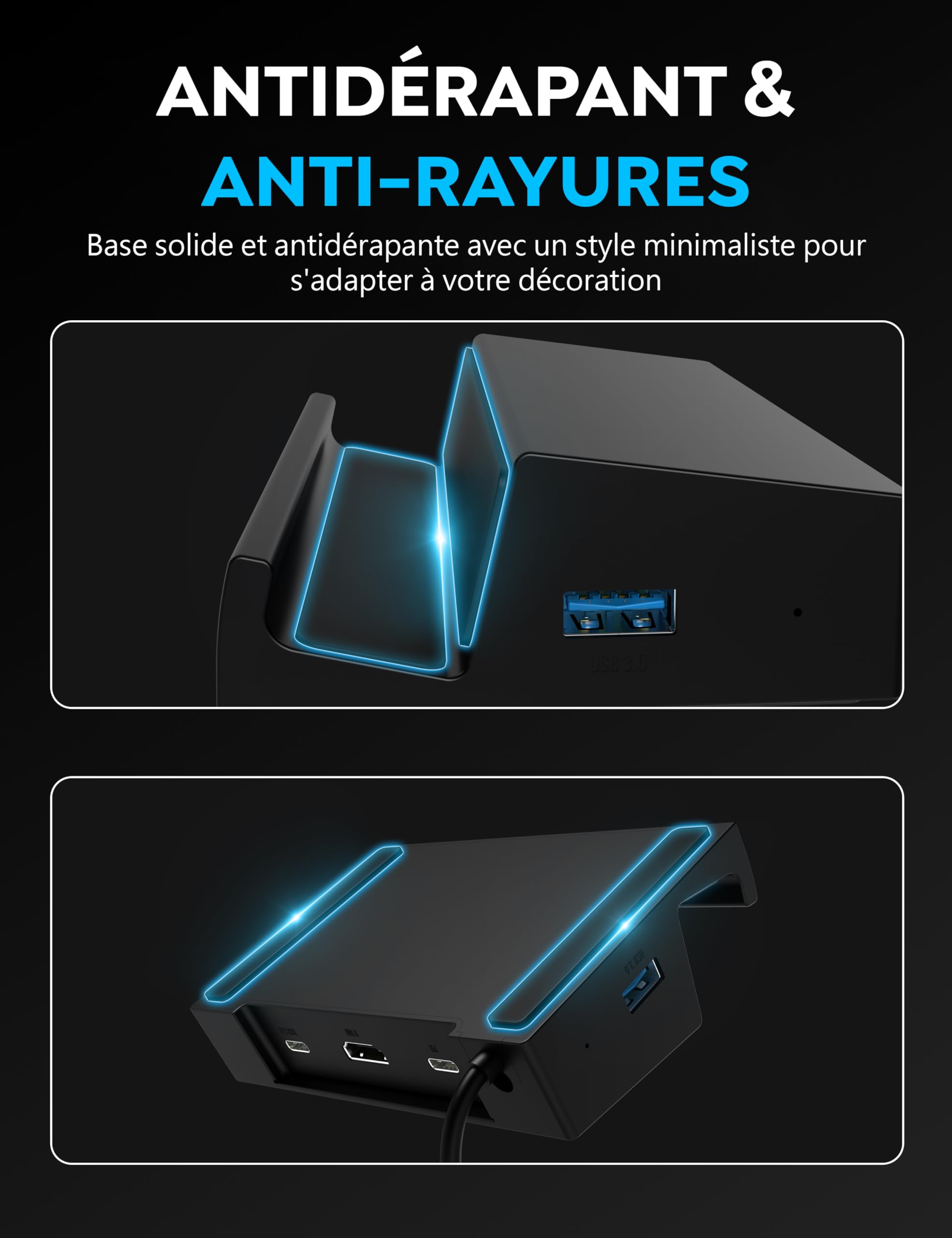 SABRENT Dock Steam Deck 6-en-1, Hub USB C avec 95 W PD Charge Rapide, Steam Deck Dock HDMI 4K@60Hz, Docking Station avec 3 Ports USB-A et 2 USB-C pour Valve Steam Deck et Rog Ally Design (DS-SD6P)