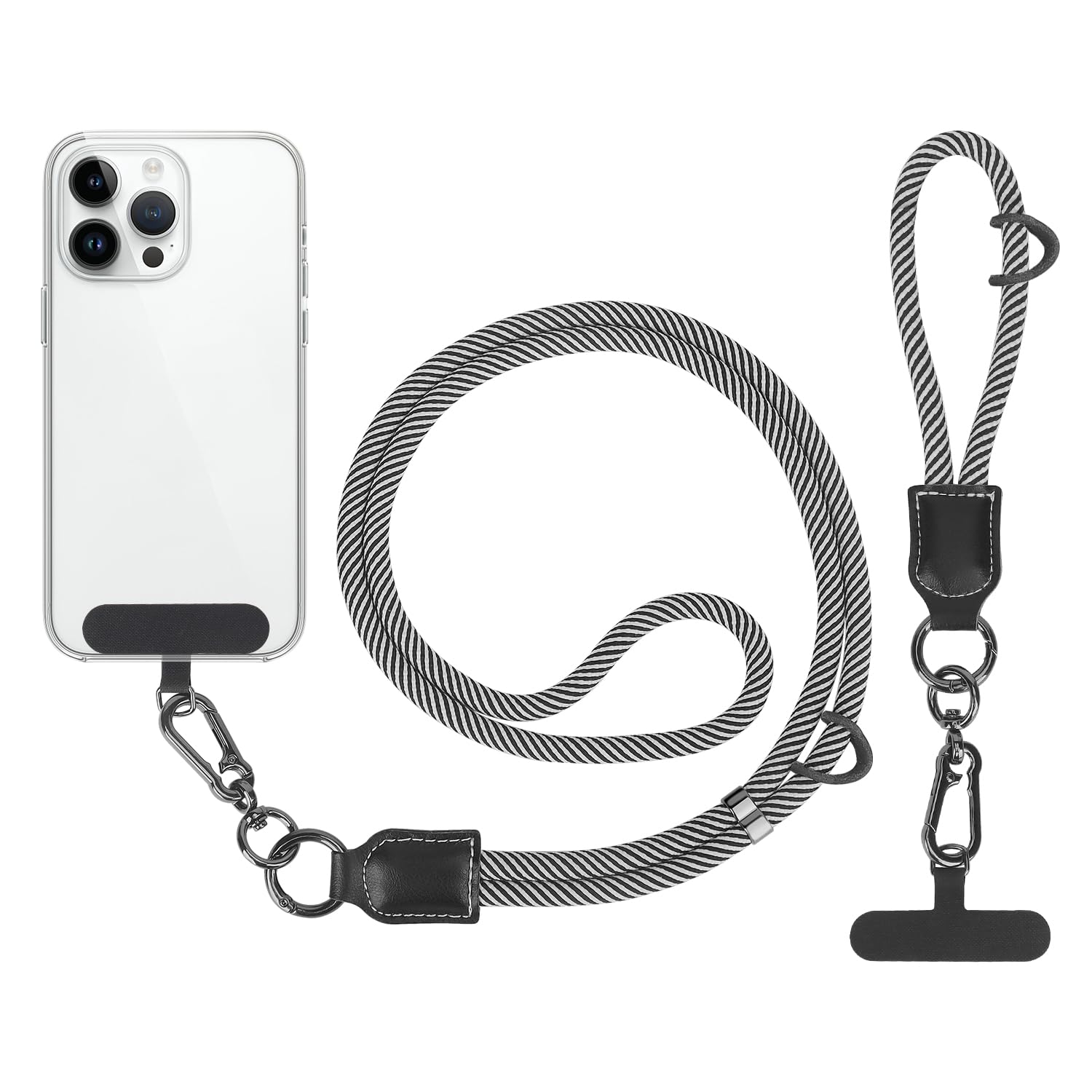 OWill Mobile Phone Lanyard Strap and Wrist Strap, Adjustable Nylon with Patch, Metal Buckles for Most Mobile Phone