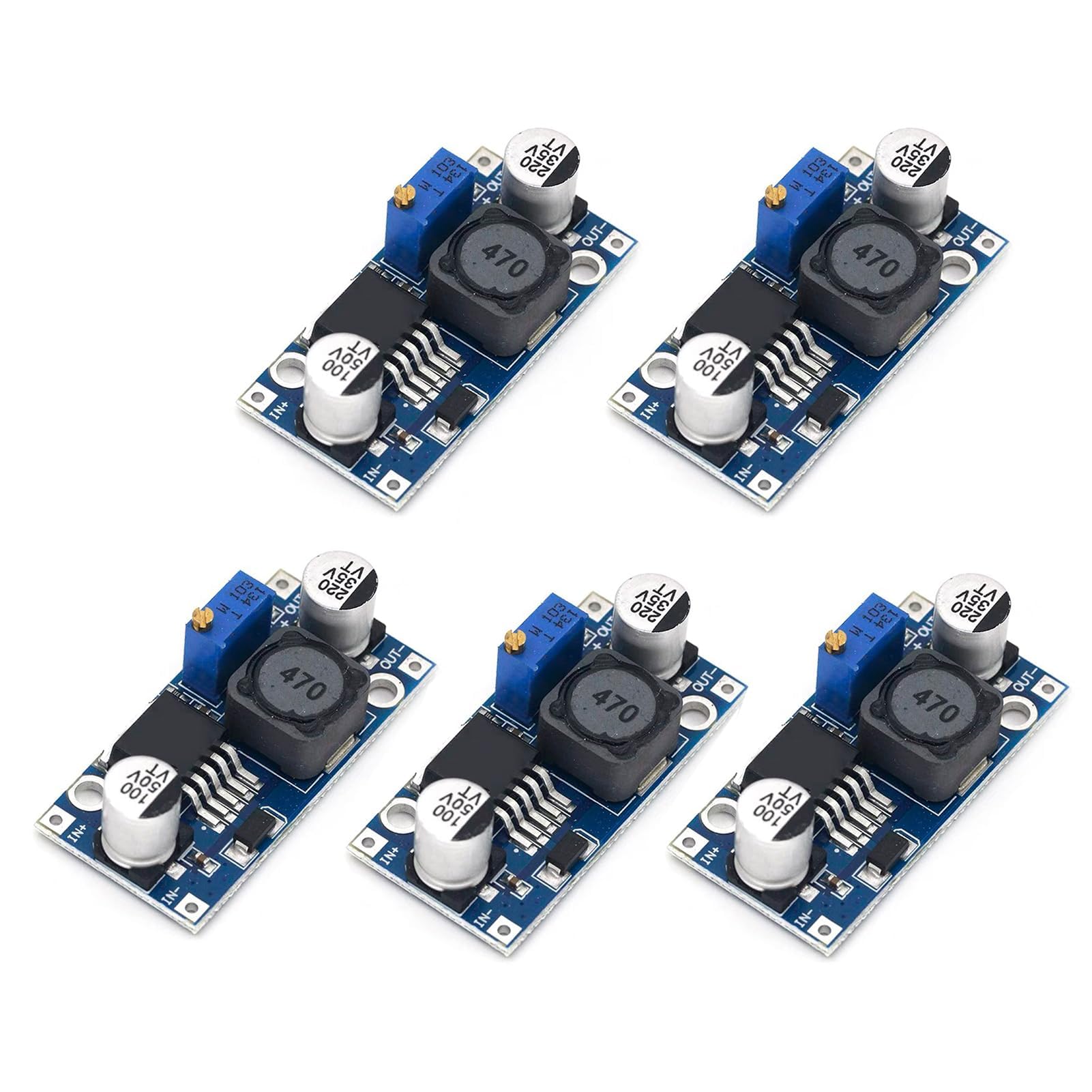 5x DC-DC Buck Converter – 3.2-40V Naar 1.25-35V – 3A – Met Potentiometer – 92% Rendement