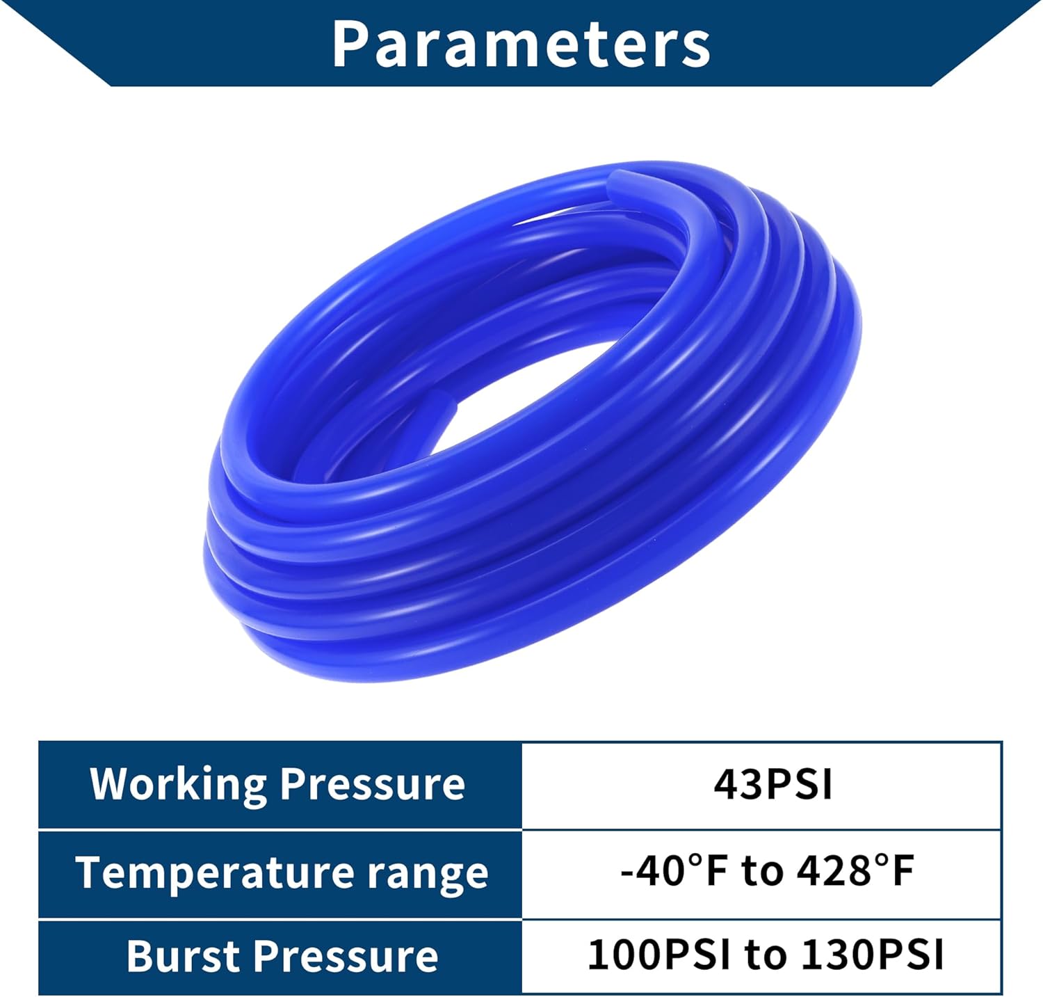 Silicone Vacuum Tubing Hose Automotive Vacuum Line High Temperature 33Ft 1/2" 12mm ID 2.5mm Thickness 1 Pcs Blue 130PSI Max Pressure