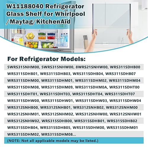Miniatura 5 de W11188040 Refrigerator Glass Shelf Compatible with WhirlpoolIKEAMaytag-Tempered Glass Shelf Parts AP6286990-17-516"x 16-38"