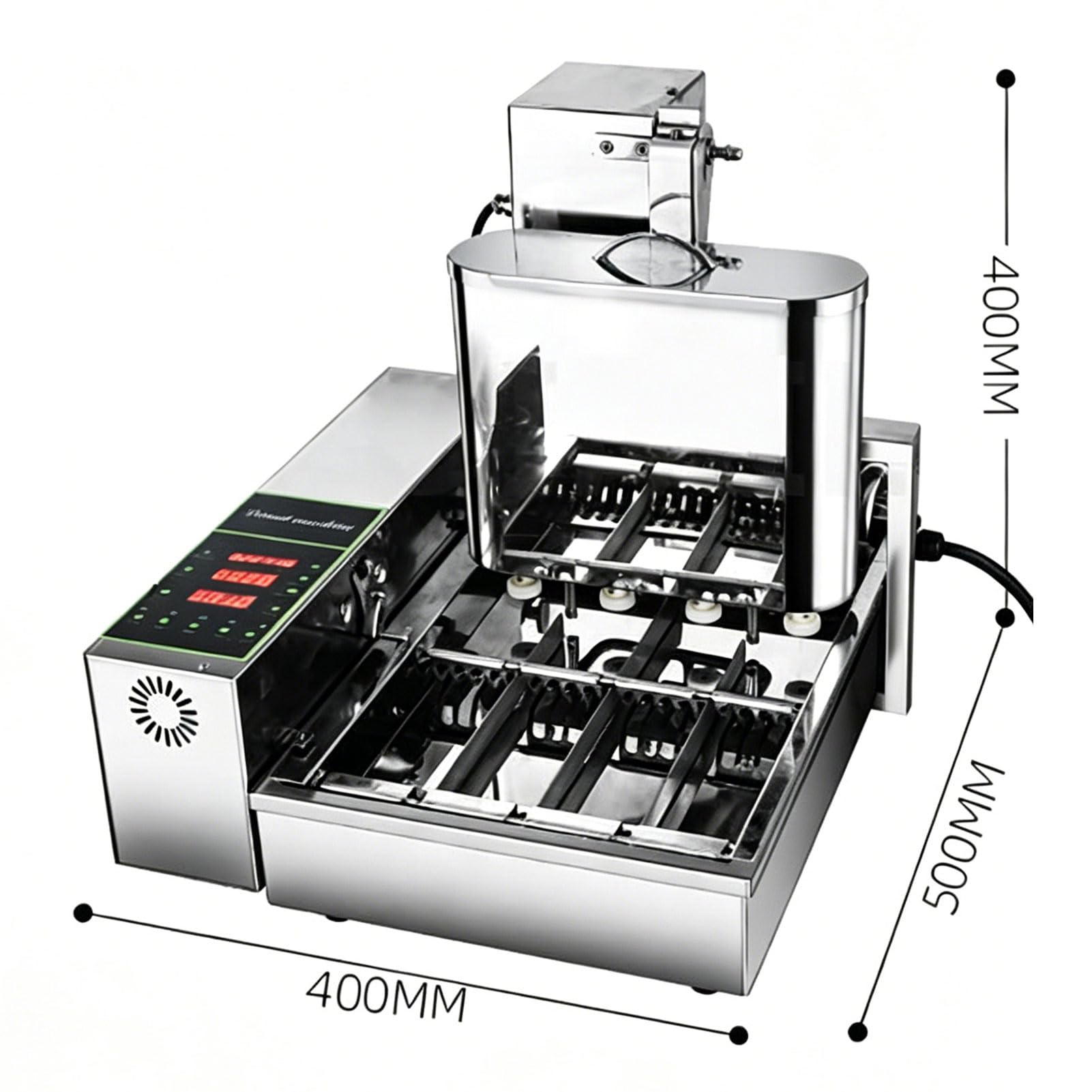 Genérico 2000W Commercial Donut Making Machine, 4/6 Fila Fils Automatic Donut Maker con Panel de Control Inteligente, Auto Flip & Adjustable Thickness, para Panaderías, Cafés y Donut Shops 4 Filas