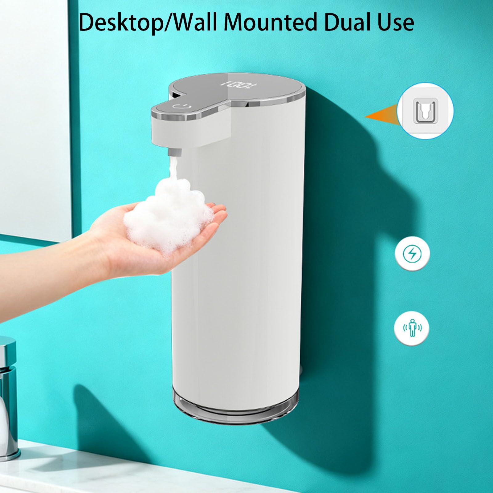 Dispensador de jabón de espuma de 1,5 W, bajo consumo de energía, funciona con varias fórmulas líquidas, dispensador de jabón de espuma higiénica