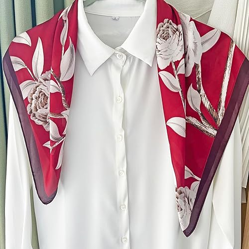 Miniatura 269 de FONYVE - Pañuelo de satén sedoso de tamaño mediano para mujer, cuadrado, 27.5 x 27.5 pulgadas