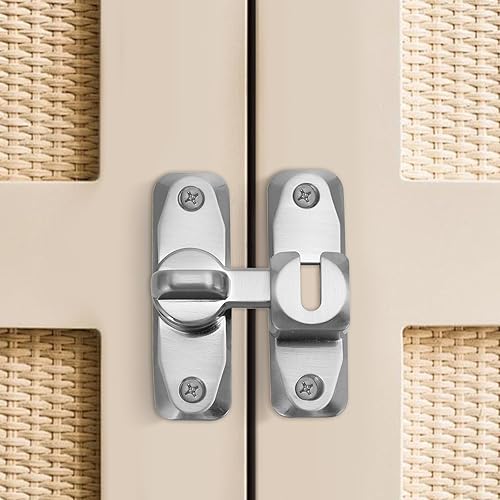 Miniatura 6 de Pestillo plateado para puerta de granero de 90180 grados, cerradura de seguridad mejorada, 2 piezas de aleación de zinc que protegen la privacidad