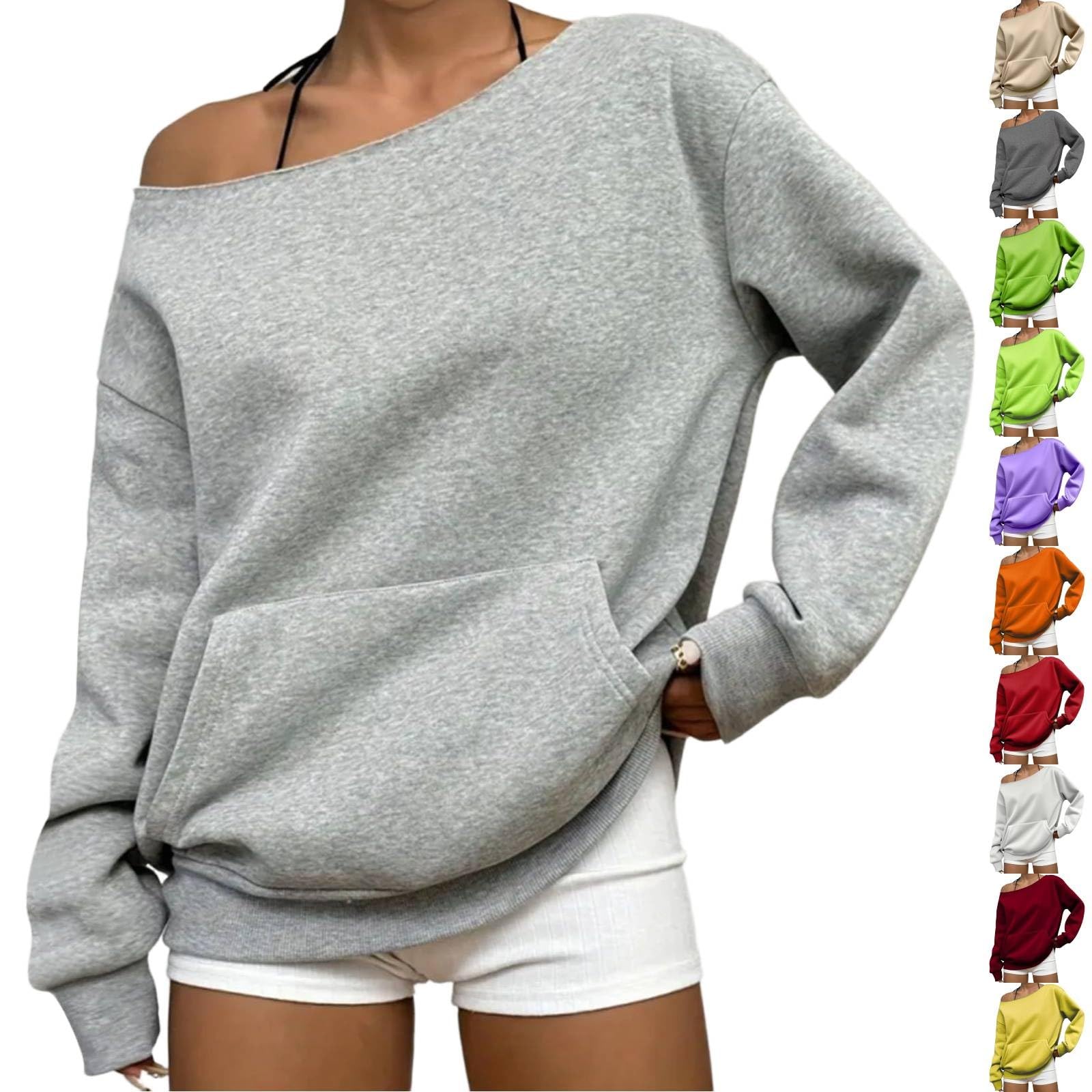 Maglia da donna a maniche lunghe, con spalle scoperte, casual, streetwear