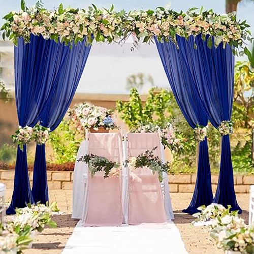 Miniatura 2 de Cortinas de telón de fondo de gasa azul real para fiestas, 2 paneles de 28 x 120 pulgadas, cortinas de telón de fondo de tul para decoración de