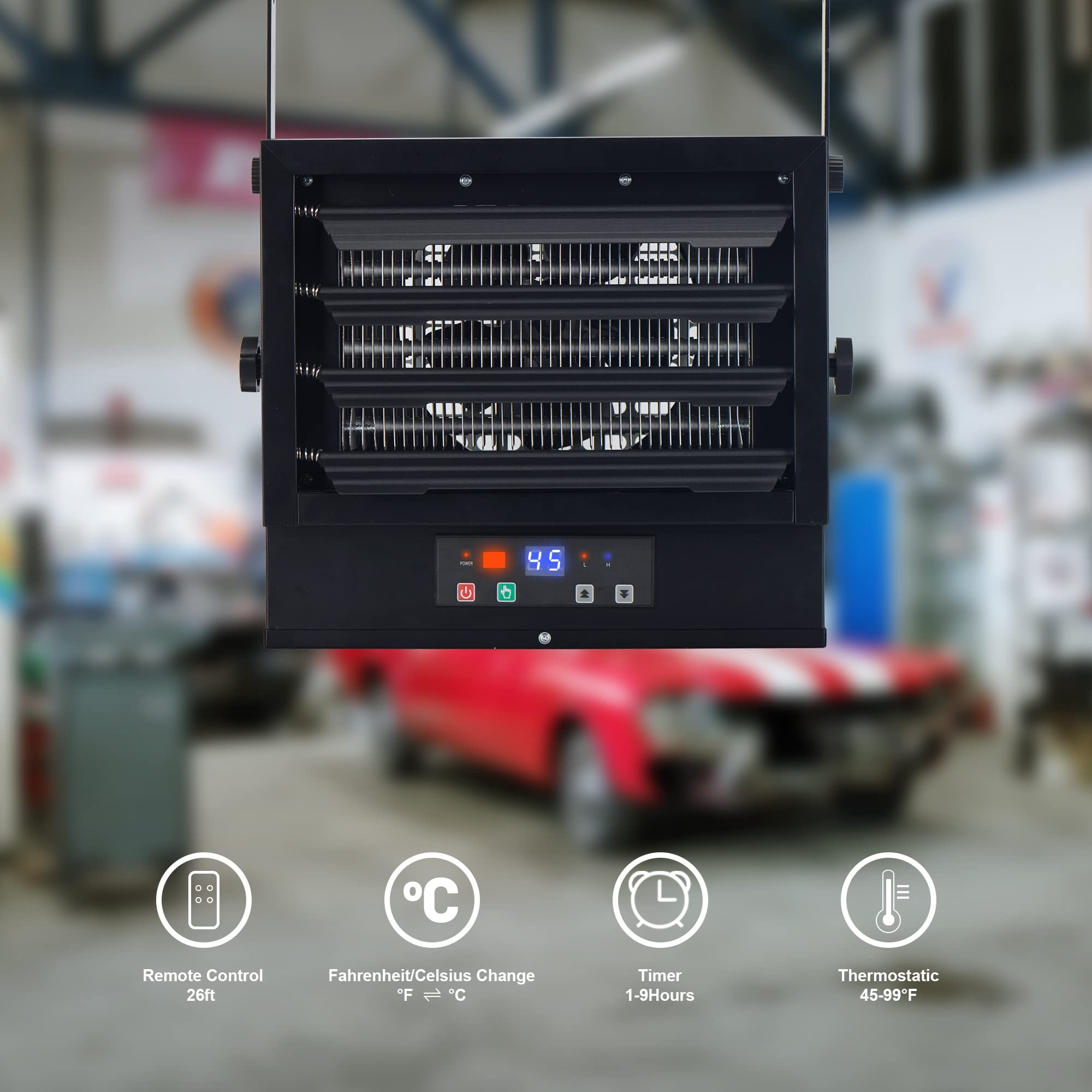 Amazon.com: Uthfy 7500W Ceiling Mount Heater,25000BTU Fan-Forced Industrial  Heater with Digital Thermostat,Electric Garage Heater with Remote  Control,9H Timer, Black, 14.0 * 10.6 * 12.7 (BGP2102-75R) : Home u0026 Kitchen