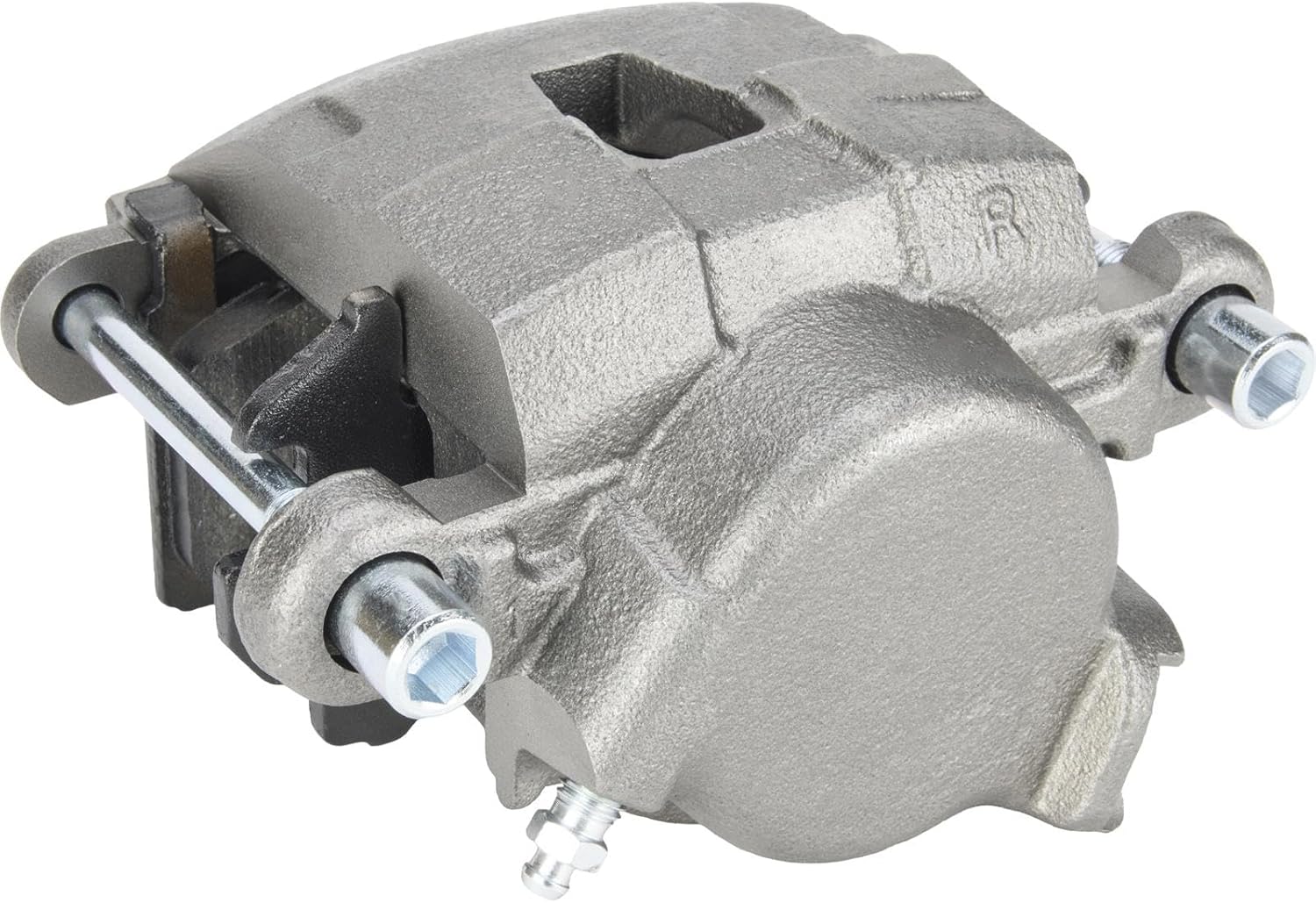 Speedway Motors Metric Disc Brake Caliper RH, 2.38 Inch Single Piston, 10mm x 1.5 Inlet, 5.5 Inch Mount Spacing, Pads Included, compatible with 1978-1988 GM Midsize