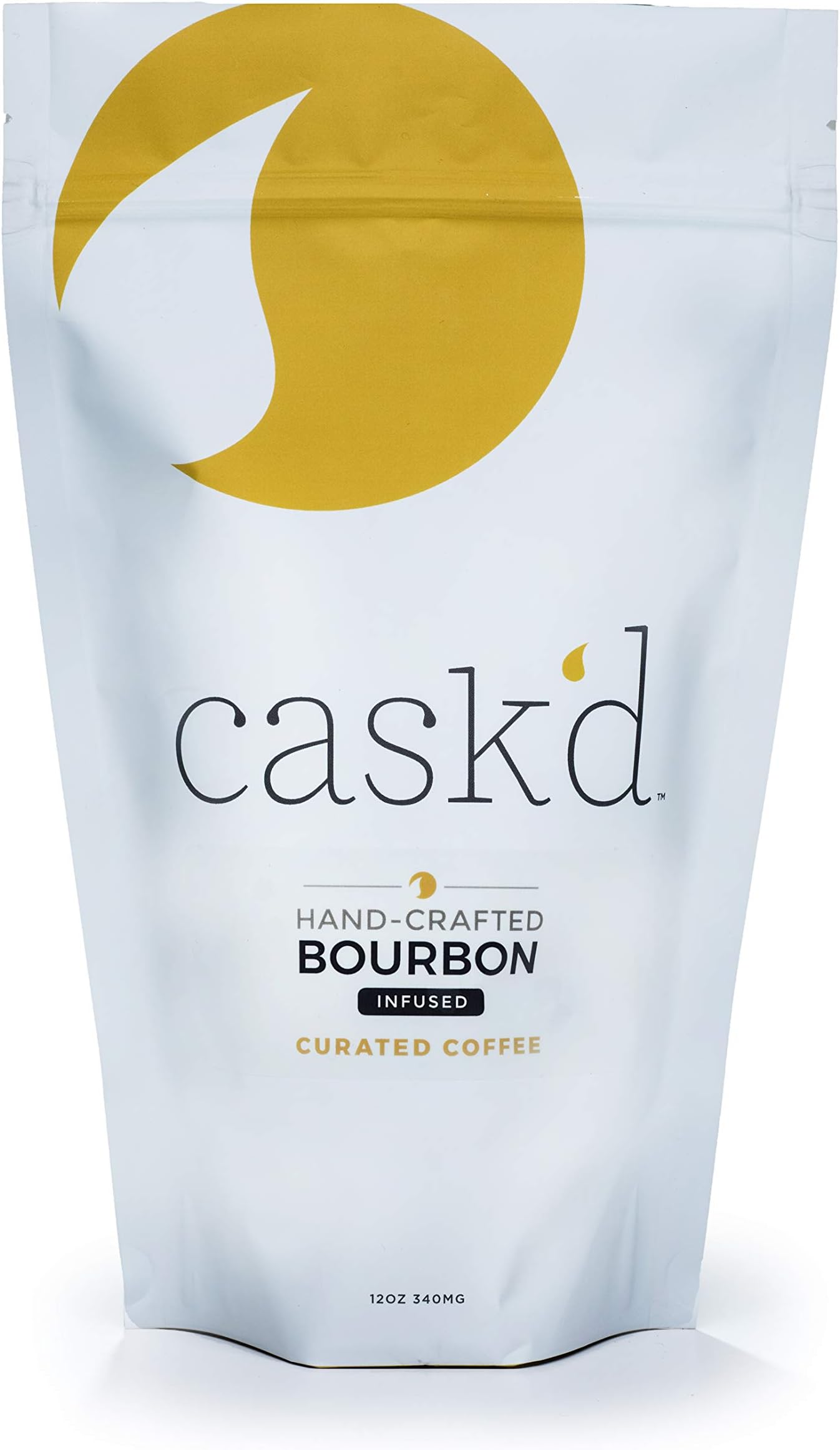 Cask'd Hand-crafted Bourbon Coffee - Coffee Infused with Aged Kentucky Bourbon Whiskey - Medium Roasted Fresh Brazilian Arabica Beans - Gourmet Gifts for Coffee & Alcohol Lovers (12 ounce Ground)