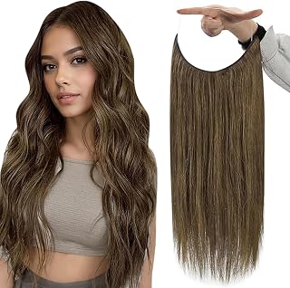 Full Shine Wire Hair Extensions Human Hair Medium Brown 16 Inch 86g | Invisible Blend, Adjustable Wire Design, Lightweight Volume, Beginner Friendly, Work Hairstyle, Remy Straight Texture