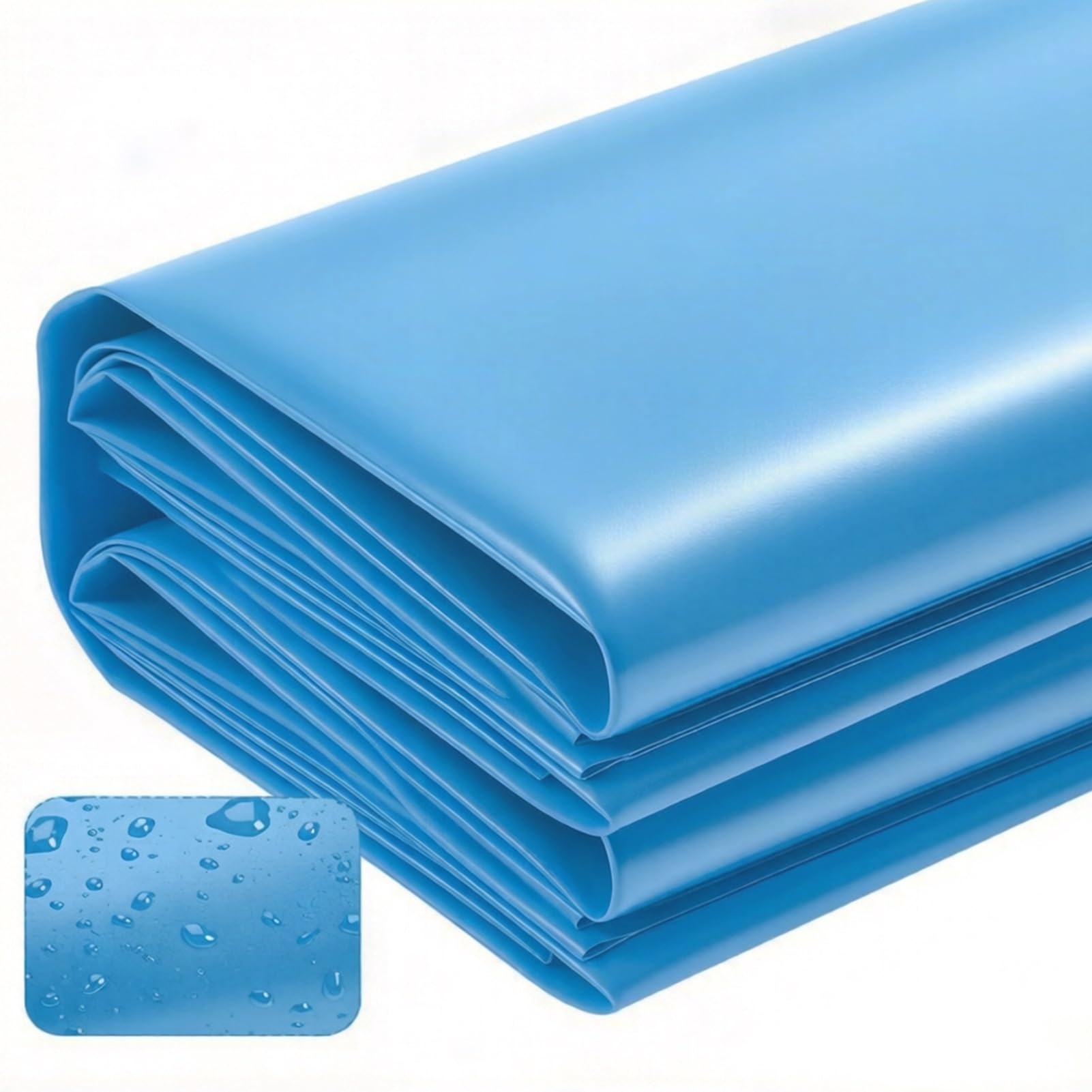 Liyadolaam Waterproof Pond Liner Blue HDPE 6mil Easy Cutting Flexible Sealing Film Damp Proof Membrane for Fish Pond Lotus Ponds Water Features Agricultural(3x7m(9.8x23ft))