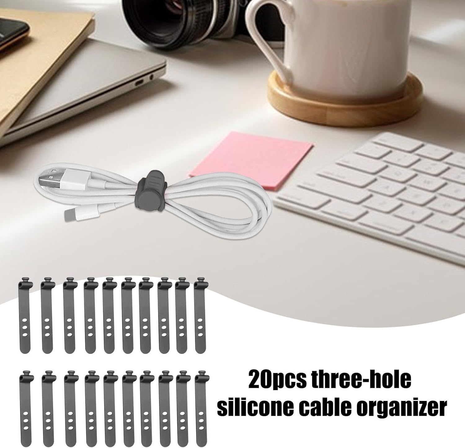Cable Straps - Cord Organizer Ties | Reusable Cable Organization Ties for Wire Management and Cord Organizer, Set of 20 Multi-purpose Fastening Cable Ties
