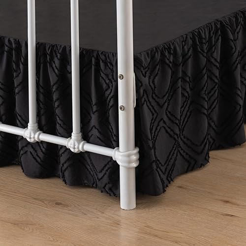 Falda de cama tamaño completo, falda de cama con volantes con esquinas divididas, falda de cama completa de 14 pulgadas de caída, falda de cama boho