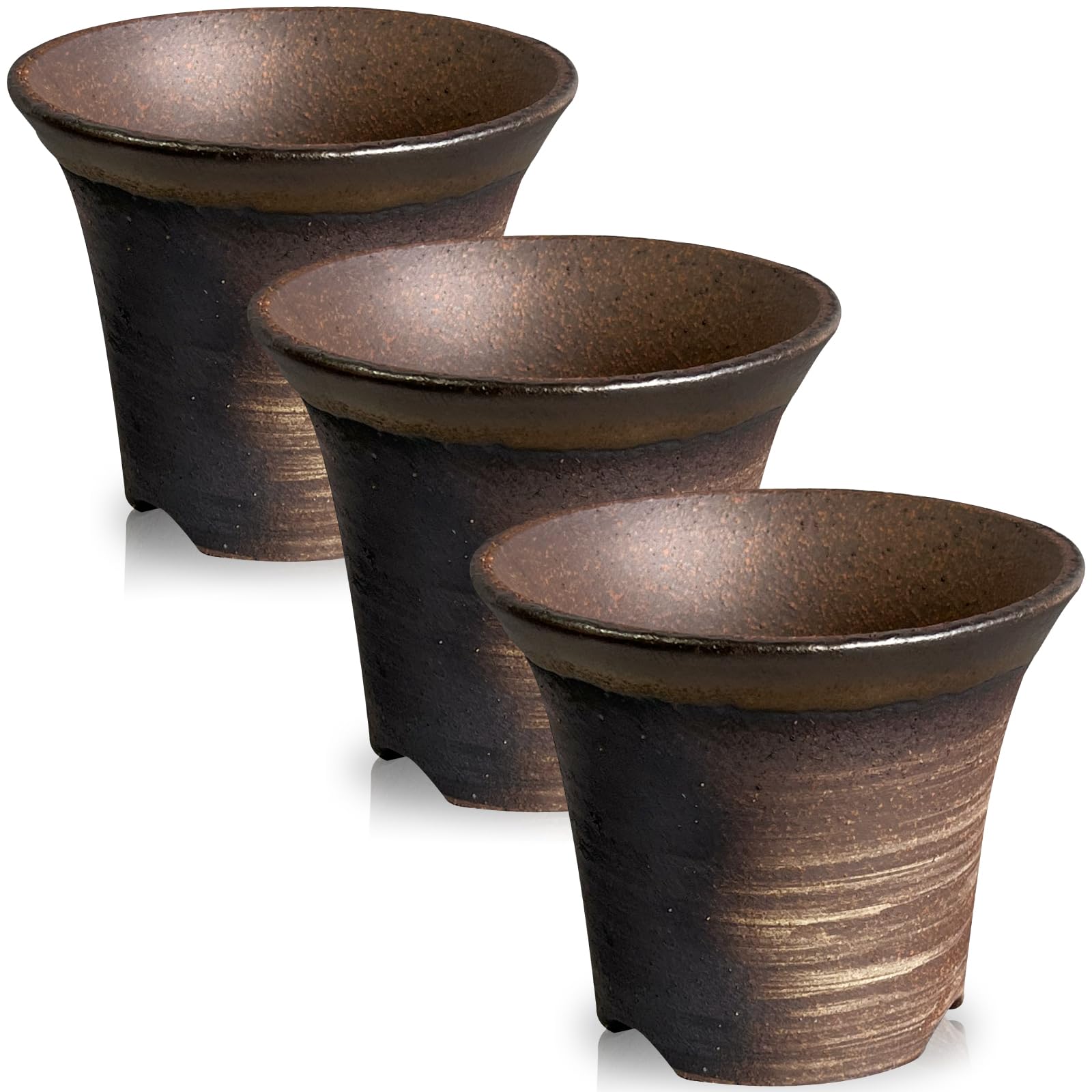 Amazon｜Kaiju Plant 萬古焼 3.5号 陶器鉢 ラッパ アガベ 多肉 塊根 用