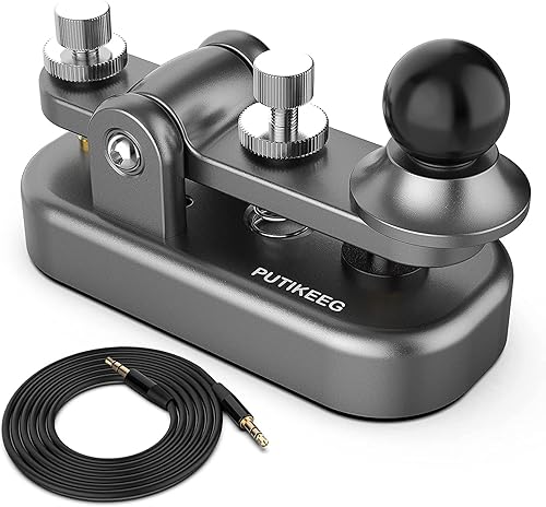 Mini Morse Radio Key CW HAM Enviar Telegram Doble Paleta Morse Código Llave con Base de Cuerpo de Aleación de Aluminio Gris (S)