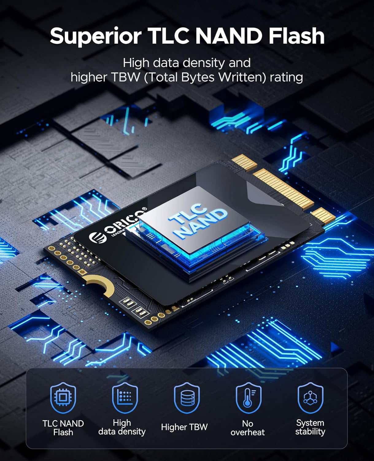 ORICO 128GB M.2 2242 SATA SSD, Compact Internal Solid State Drive with TLC NAND Flash, Up to 460MB/s Read & 420MB/s Write Speeds, Compatible with Ultra-Thin Laptops, and Mini PCs - Y20M-2242